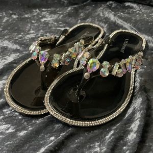 Beautiful iridescent, Holo crystal sandals